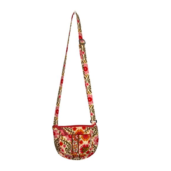 Vera Bradley Folkloric Print Quilted Saddle Up Shoulder Bag Purse Retired Pink - Picture 2 of 13